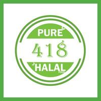 design with halal leaf design 418 vector