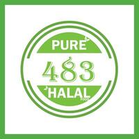 design with halal leaf  design 483 vector