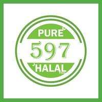 design with halal leaf design 597 vector