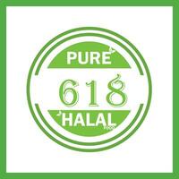 design with halal leaf design 618 vector