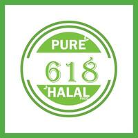 design with halal leaf design 618 vector