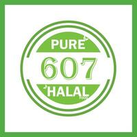 design with halal leaf design 607 vector