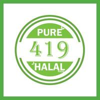 design with halal leaf design 419 vector