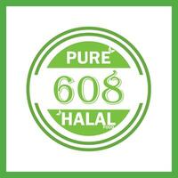 design with halal leaf design 608 vector