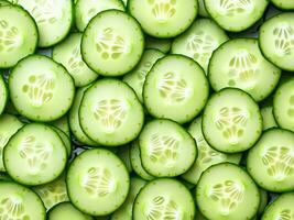 sliced fresh cucumber on white background photo