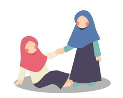 Hijab Girl Helping Friend Illustration vector