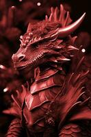 Dragon symbol of New Year 2024. Red dragon AI Generative photo