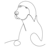 Continuous one line dog pet outline vector art drawing