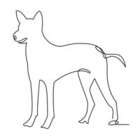 Continuous one line dog pet outline vector art drawing