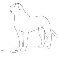 Continuous one line dog pet outline vector art drawing