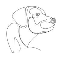 Continuous one line dog pet outline vector art drawing