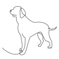 Continuous one line dog pet outline vector art drawing