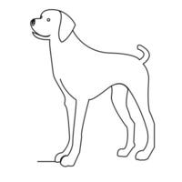 Continuous one line dog pet outline vector art drawing