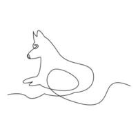 Continuous one line dog pet outline vector art drawing