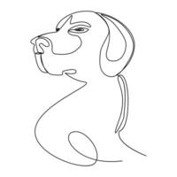 Continuous one line dog pet outline vector art drawing