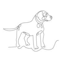 Continuous one line dog pet outline vector art drawing