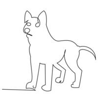 Continuous one line dog pet outline vector art drawing