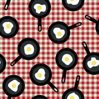 Vector seamless pattern with frying pans