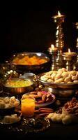 muchos dulces y luces para celebrar indio fiesta día de la independencia ai generativo foto