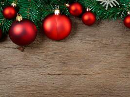 Christmas decoration on wooden background photo