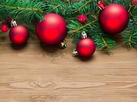 Christmas decoration on wooden background photo