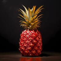 Pineapple on a black background. AI Generative photo