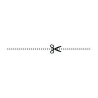 Cut line icon with scissor, cut here guidance, scissors and dash. Coupon mark and symbol for cropping, signifying voucher. Flat vector illustrations isolated in background.