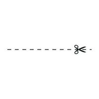 Cut line icon with scissor, cut here guidance, scissors and dash. Coupon mark and symbol for cropping, signifying voucher. Flat vector illustrations isolated in background.