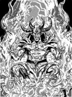 art demon head with horns. photo