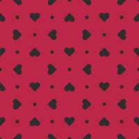 Seamless pattern black heart shape red background. Texture design for fabric, tile, banner, template, card, poster, backdrop, wall. Vector illustration.