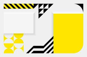 Abstract geometric patterns in white, black and yellow. Simple background in Bauhaus style. Template design for posters, banners, websites. Vector illustration.