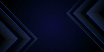 Blue arrowhead right triangle. Dark gradient abstract background. Design element for template, card, cover, banner, poster, backdrop, wall. Vector illustration.