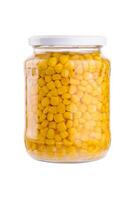 Organic corn in a mason jar isolated photo