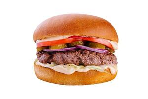 Tasty american grill burger isolated on the white photo