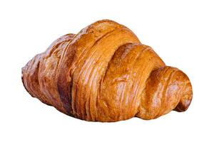 fresh baked croissant on white background photo