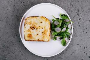 Toast Croc Monsieur with green salad photo