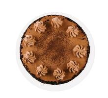 top view of round baked chocolate cake photo