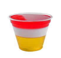 Dessert jelly layered color in cup photo