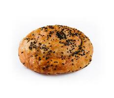 Fresh twisted bun with sesame seeds photo