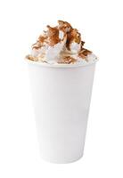 Latte coffee with whipped cream isolated photo