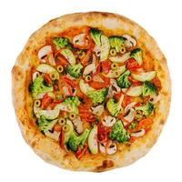 vegan pizza with broccoli, mushrooms and zucchini photo