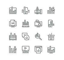 Set of graph related icons, chart, graphic, statistics, column chart, analysis, infographic, analytic and linear variety vectors. vector
