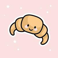 Cute Kawaii Croissant is isolated on a pink background vector