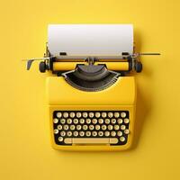 Yellow typewriter on yellow background. Inspiration for writing concept. AI Generated photo