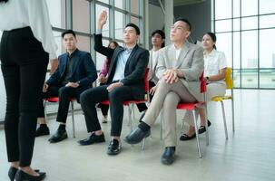 Business people having a meeting in the office discuss plans and successful team work. photo