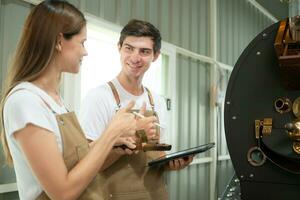 Both of coffee roaster and roaster machine, Control the roasting quality in the coffee roasting plant. photo