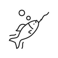 Fish on the hook. Line icon. vector