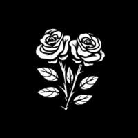 rosas - negro y blanco aislado icono - vector ilustración