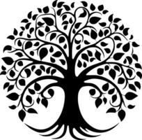 árbol, negro y blanco vector ilustración