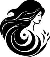 Mermaid - Black and White Isolated Icon - Vector illustration